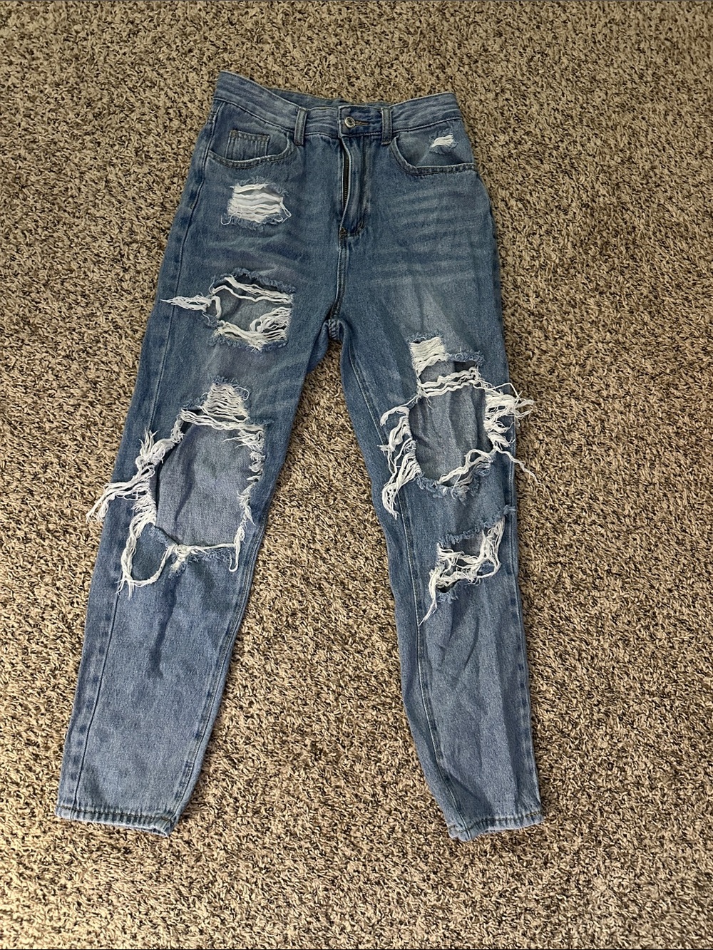 Washed Blue Distressed Women’s Jeans (MRO)